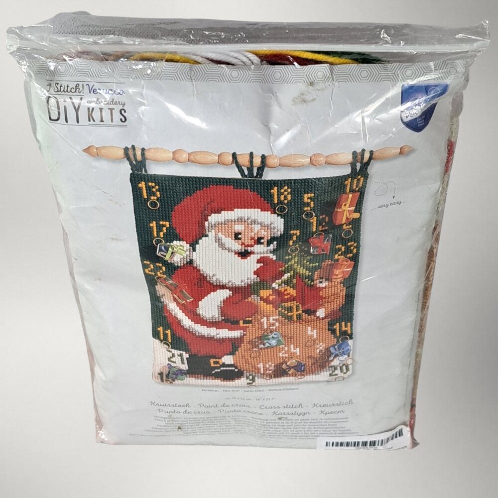 Counted Cross Stitch Kit Vervaco Santa Advent Calendar DIY NEW 16" x 21.2"